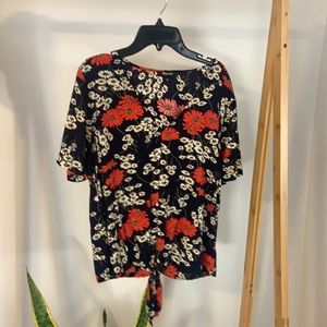Madewell Floral print top with tie at the bottom
